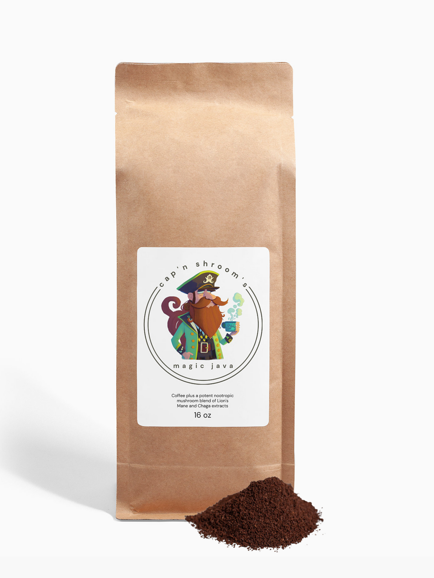 Cap'n Shroom's Magic Java - Lion’s Mane & Chaga Coffee - 16oz